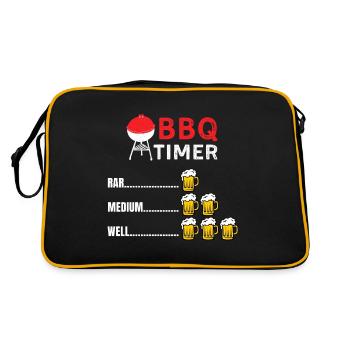Mens Funny Grilling Shirts BBQ Timer BBQ - Retro Bag - black/gold - Back