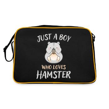 Just a Boy who loves Hamsters Hamster Lover - Retro Tasche - Schwarz/Gold - Hinten
