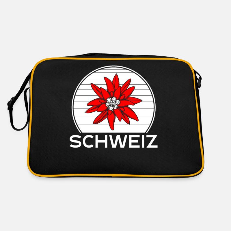 Schweizer Enzian - Retro Tasche - Schwarz/Gold