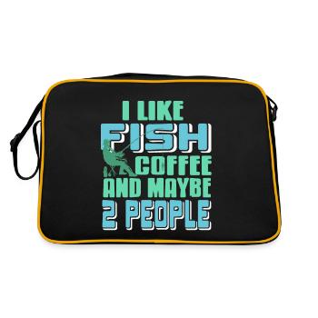 I Like Fish Coffee & Maybe 2 People Funny Tee - Retro Tasche - Schwarz/Gold - Hinten