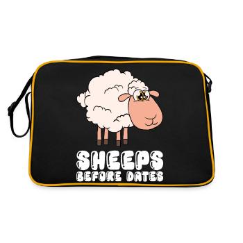 Schafe Vor Datteln - Retro Tasche - Schwarz/Gold - Hinten