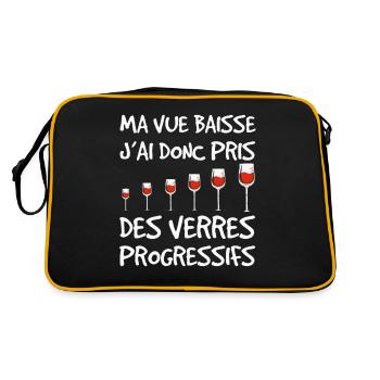 Cadeau Homme Vin Humour Alcool Apéro Amateur Vin - Sac Retro - noir/or - Dos