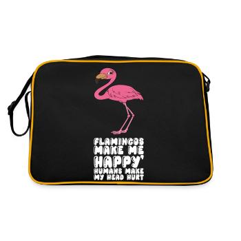 Lustige Flamingo-Grafik - Retro Tasche - Schwarz/Gold - Hinten