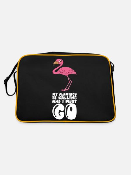 Funny flamingo graphics - Retro Bag - black/gold - Back