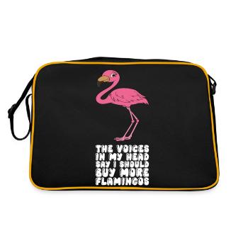 Lustige Flamingo-Grafik - Retro Tasche - Schwarz/Gold - Hinten