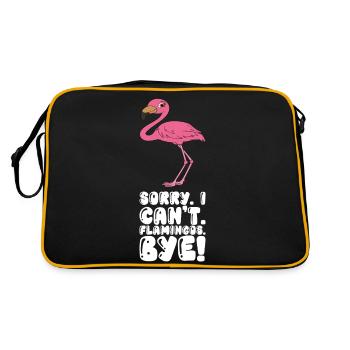Lustige Flamingo-Grafik - Retro Tasche - Schwarz/Gold - Hinten