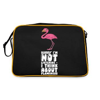 Lustige Flamingo-Grafik - Retro Tasche - Schwarz/Gold - Hinten