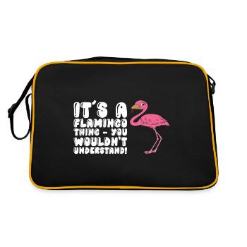 Lustige Flamingo-Grafik - Retro Tasche - Schwarz/Gold - Hinten