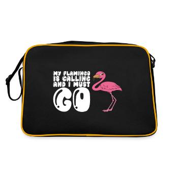 Lustige Flamingo-Grafik - Retro Tasche - Schwarz/Gold - Hinten