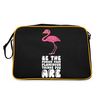 Lustige Flamingo-Grafik - Retro Tasche - Schwarz/Gold - Hinten