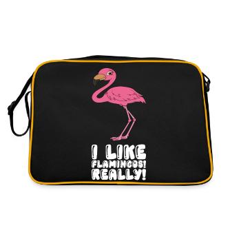 Lustige Flamingo-Grafik - Retro Tasche - Schwarz/Gold - Hinten