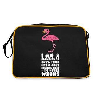 Lustige Flamingo-Grafik - Retro Tasche - Schwarz/Gold - Hinten