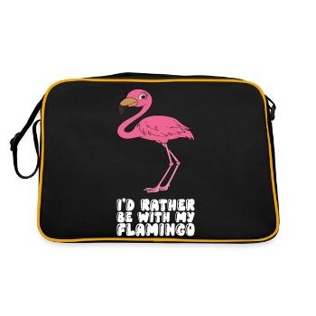 Lustige Flamingo-Grafik - Retro Tasche - Schwarz/Gold - Hinten