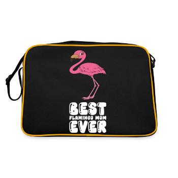 Lustige Flamingo-Grafik - Retro Tasche - Schwarz/Gold - Hinten