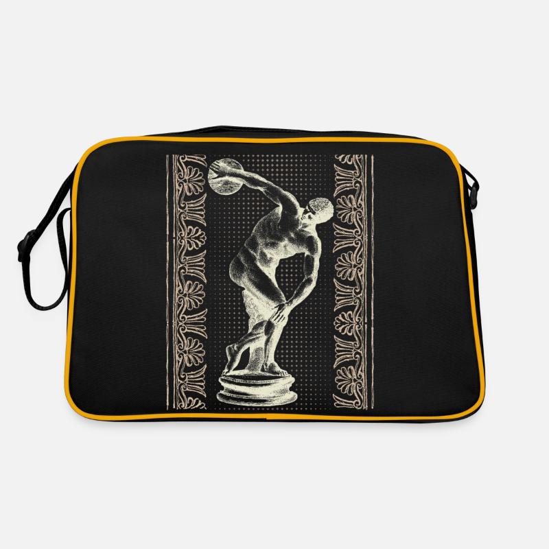 Greece, discus thrower, Greek meander - Retro Bag - black/gold