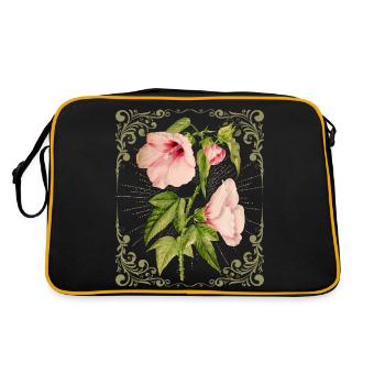 Hibiscus, style vintage, illustration botanique - Sac Retro - noir/or - Dos