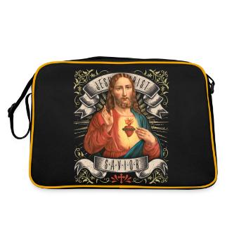Jésus vintage, Jésus-Christ, Sacré-Cœur - Sac Retro - noir/or - Dos