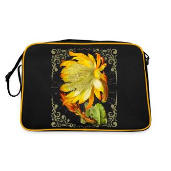 Cactus blossom, vintage botanical illustration - Retro Bag - black/gold - Back