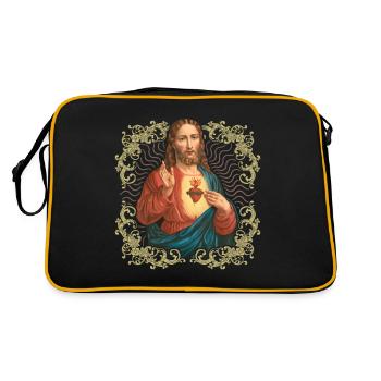 Jésus vintage, Jésus-Christ, Sacré-Cœur, Sauveur - Sac Retro - noir/or - Dos