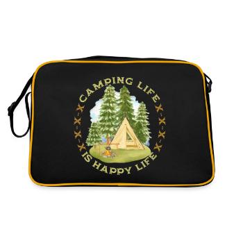 Camping, Camping-Life, Camping, Funny Saying - Retro Bag - black/gold - Back