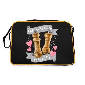 Amour amour, dicton drôle, sel et poivre - Sac Retro - noir/or - Dos