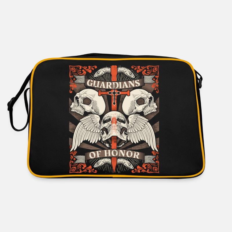 Vintage-Skull Totenkopf Biker-Design mit Schlangen Retro Tasche