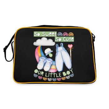 Bébé, bébé garçon, bébé garçon, dire avec arc-en-ciel - Sac Retro - noir/or - Dos