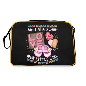 Bébé, bébé fille bébé fille disant avec arc-en-ciel - Sac Retro - noir/or - Dos