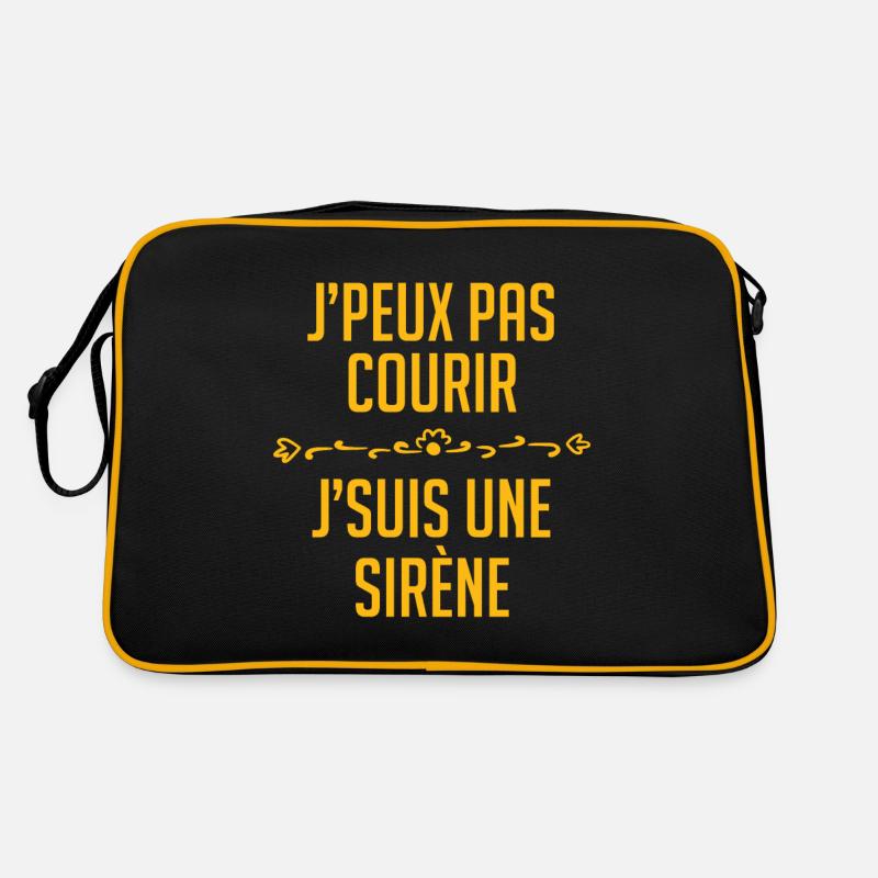 je peux pas courir je suis une sirène - Sac Retro - noir/or