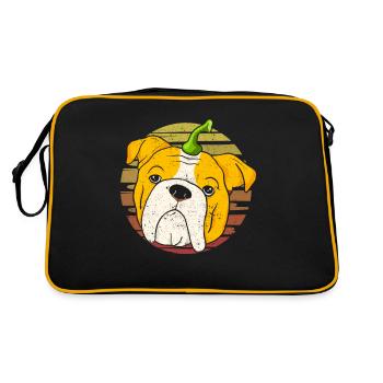Bouledogue anglais Citrouille Halloween Thanksgiving - Sac Retro - noir/or - Dos