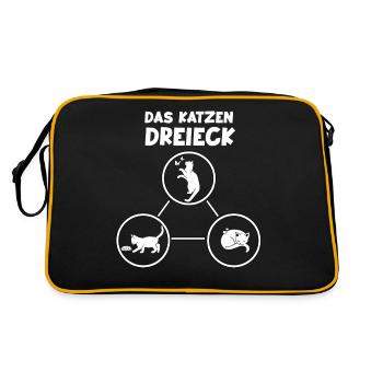 Das Katzen Dreieck Katzenhalter Geschenk Katzen - Retro Tasche - Schwarz/Gold - Hinten