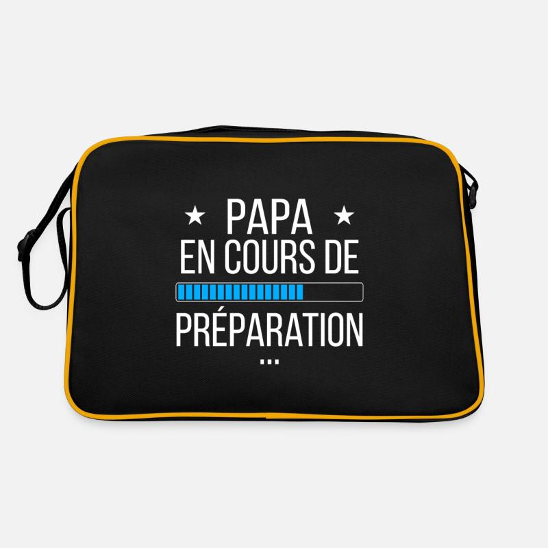 Papa en cours de préparation - Sac Retro - noir/or