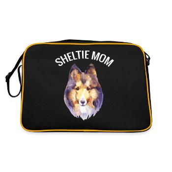 Shetland Sheltie Hundebesitzer Hundeliebhaber - Retro Tasche - Schwarz/Gold - Hinten