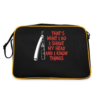 Das ist es, was ich tue - ich rasiere mir den Kopf und weiß Dinge - Retro Tasche - Schwarz/Gold - Hinten