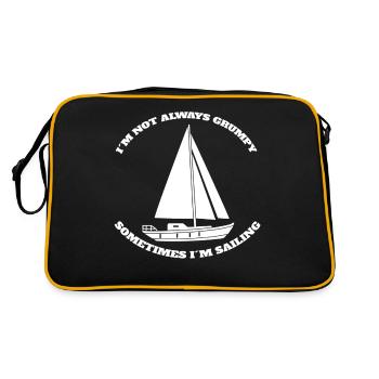 Segeln Schiff Segler Kapitän Segel Boot Segelsport - Retro Tasche - Schwarz/Gold - Hinten