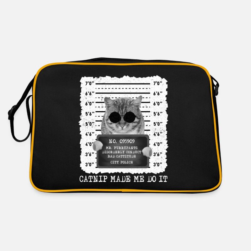 Catnip Made Me Do It Funny Cat - Retro Bag - black/gold