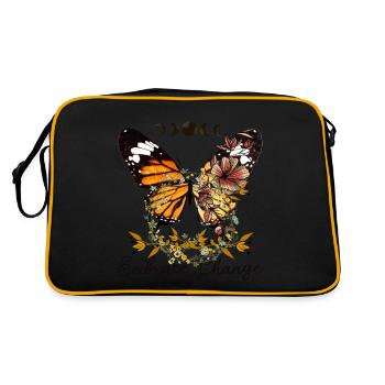 Fleur de papillon Dicton motivationnel Femme - Sac Retro - noir/or - Dos