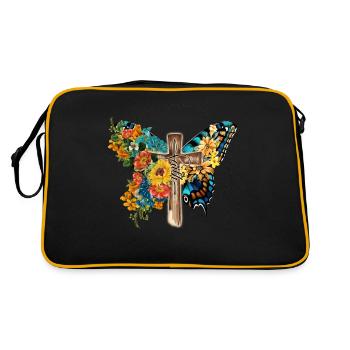 Fleur de papillon Dicton motivationnel Femme - Sac Retro - noir/or - Dos