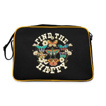 Fleur de papillon Dicton motivationnel Femme - Sac Retro - noir/or - Dos