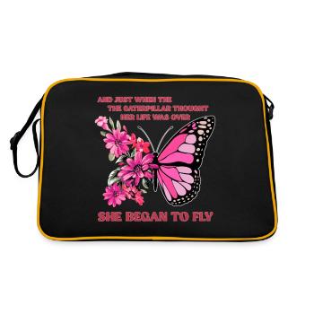 Butterfly Flower Floral Flowers Flowers - Retro Bag - black/gold - Back