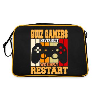 Quiz Gamers Never Quit We Simply Restart Cool - Retro Bag - black/gold - Back