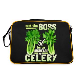 Celery, funny saying, pun, celery-raise - Retro Bag - black/gold - Back