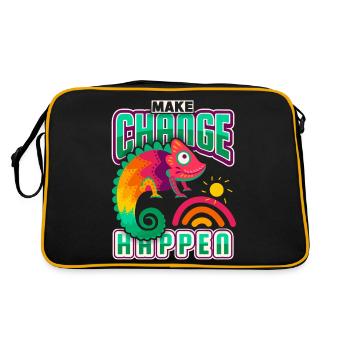 Caméléon, dicton drôle, dicton motivant - Sac Retro - noir/or - Dos
