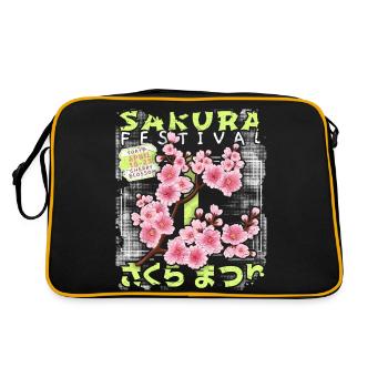 Japanese Cherry Blossom, Sakura Cherry Blossom Festival - Retro Bag - black/gold - Back