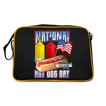 Hot Dog Saying, Journée nationale du hot-dog - Sac Retro - noir/or - Dos