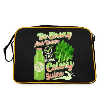 Celery, funny saying, try-celery juice - Retro Bag - black/gold - Back