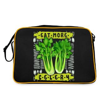 Celery, funny saying Eat-More-Celery - Retro Bag - black/gold - Back