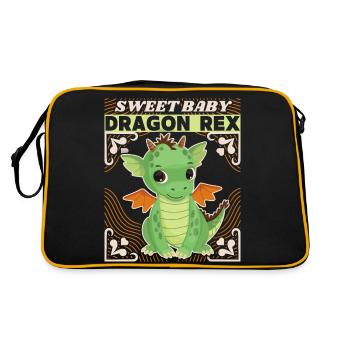 Bébé fille, bébé garçon, petit dinosaure, disant - Sac Retro - noir/or - Dos