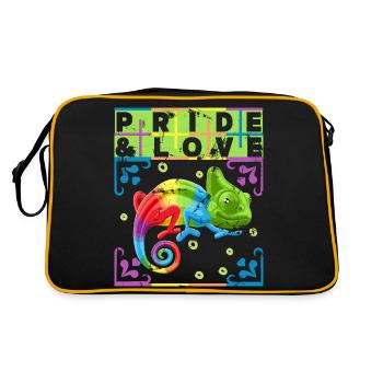 Rainbow Chameleon, LGBT Pride-Rainbow LGBTQ - Sac Retro - noir/or - Dos