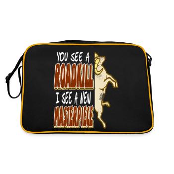 You See A Roadkill I See A New Masterpiece Cool - Retro Tasche - Schwarz/Gold - Hinten